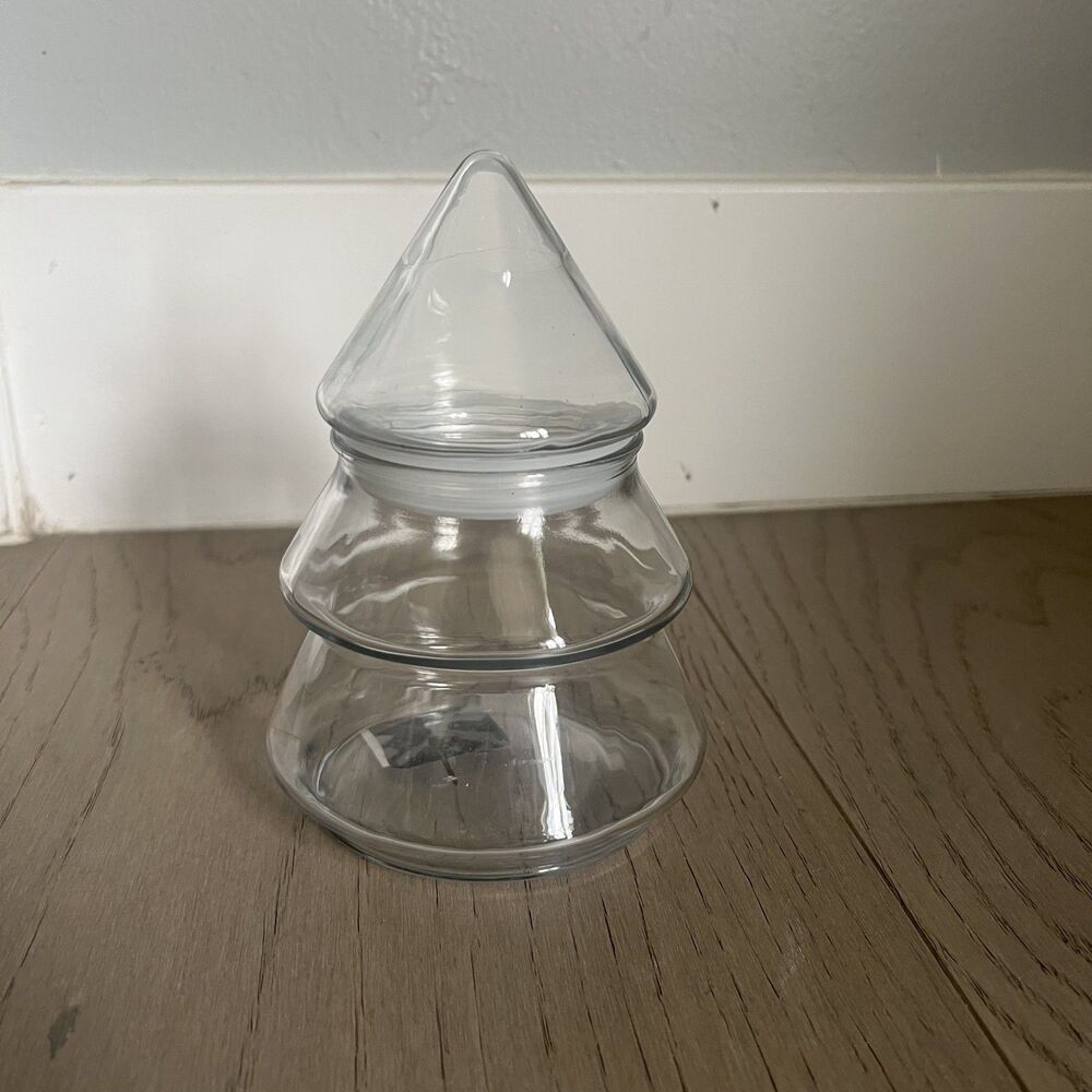 Anchor Hocking Glass Christmas Tree Shaped Jar Container Canister 9.5 inch NEW